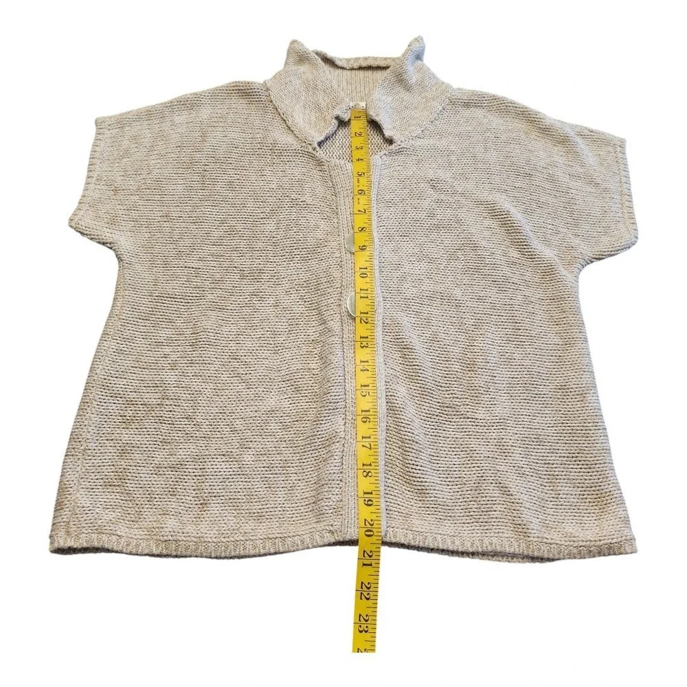 J Jill Pure Cardigan Sweater Womens Size Small Short Sleeve Cotton‎ Knit Beige